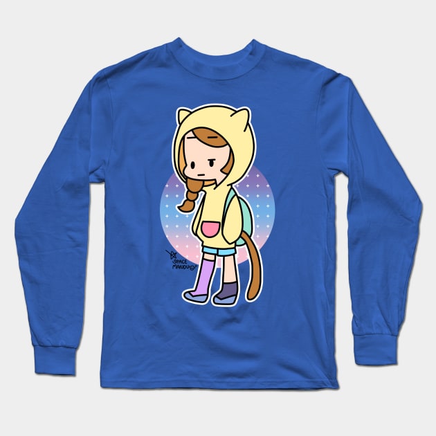 Girl in yellow cat hood Long Sleeve T-Shirt by spacemandu